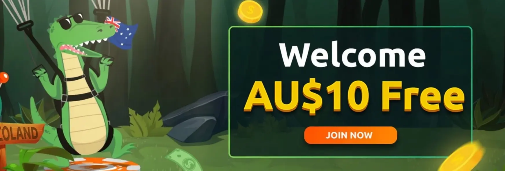 PlayCroco AU$10 free welcome bonus offer