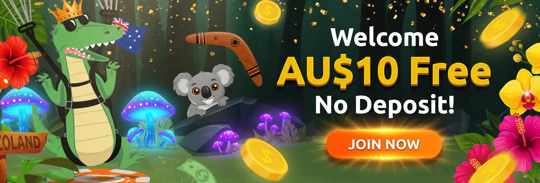 AU$10 no deposit welcome bonus offer