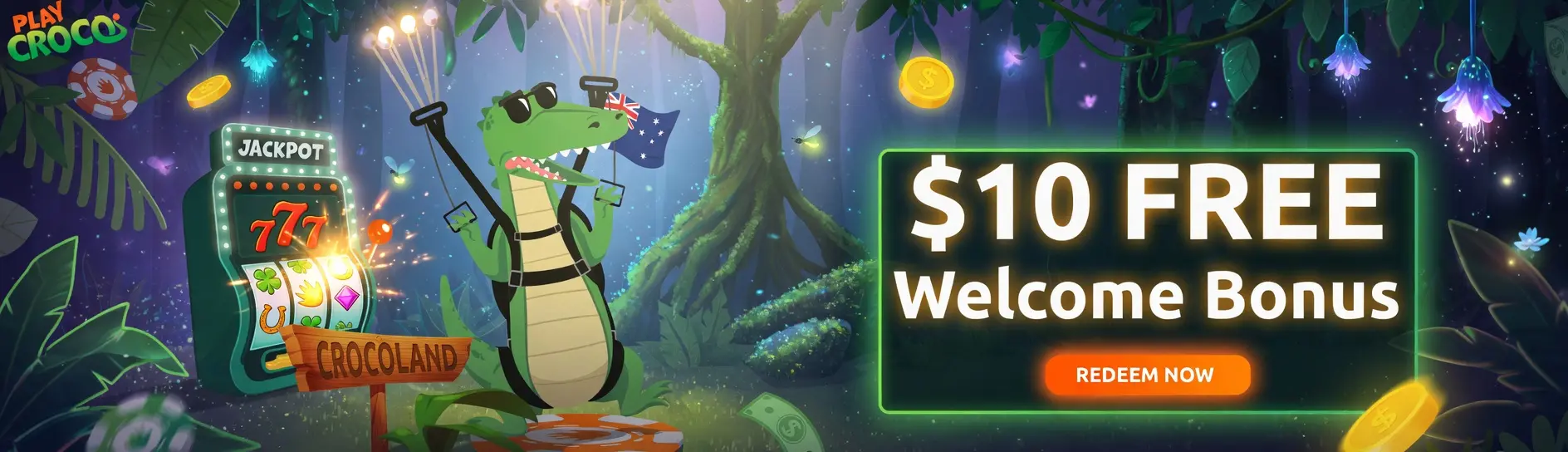 PlayCroco $10 free welcome bonus offer